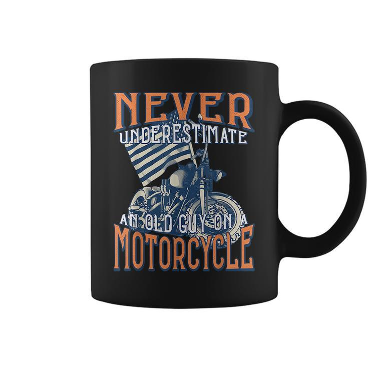 Funny Biker Never Underestimate An Old Guy On A Motorcycle Biker Funny Gifts Coffee Mug
