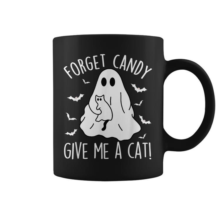 Boo Ghost Black Cat Forget Candy Give Me Cat Halloween Coffee Mug