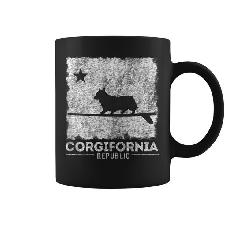 Funny California Corgifornia Cute Corgi Surfboard  Coffee Mug