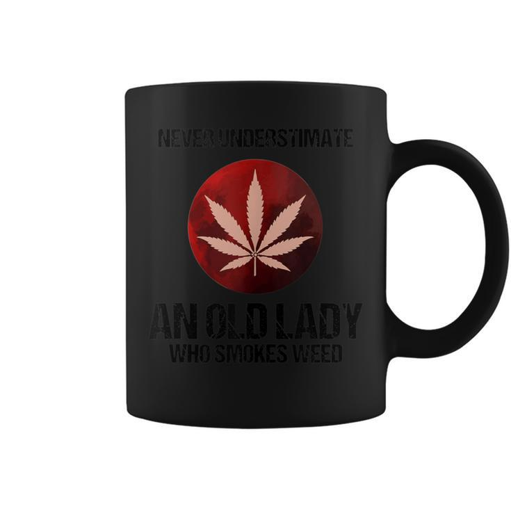 Cannabis Old Lady Smokes Weed Stoner Grandma Coffee Mug