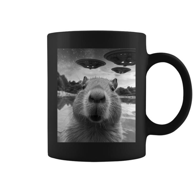 Capybara Selfie With Ufos Weird Coffee Mug