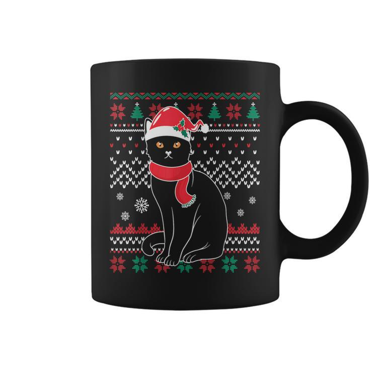 Cat Lovers Cute Cat Santa Hat Ugly Christmas Sweater Coffee Mug