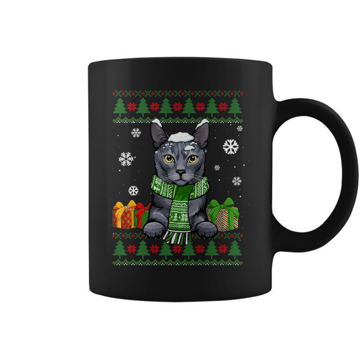Cat Lovers Korat Cat Santa Hat Ugly Christmas Sweater Coffee Mug