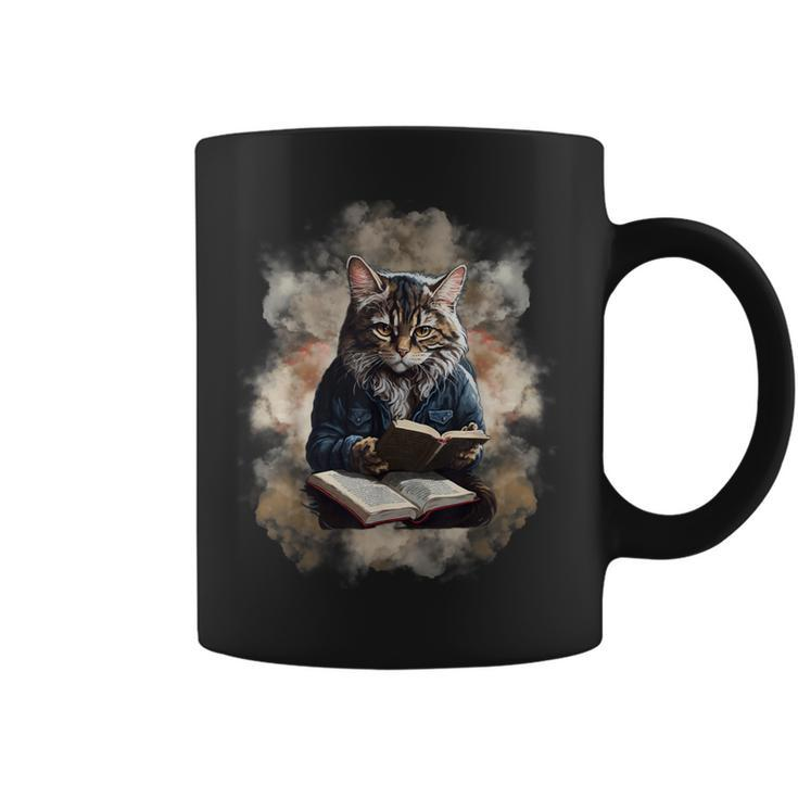 Cats Reading A Book Graphic Cat Kitten Lovers Coffee Mug
