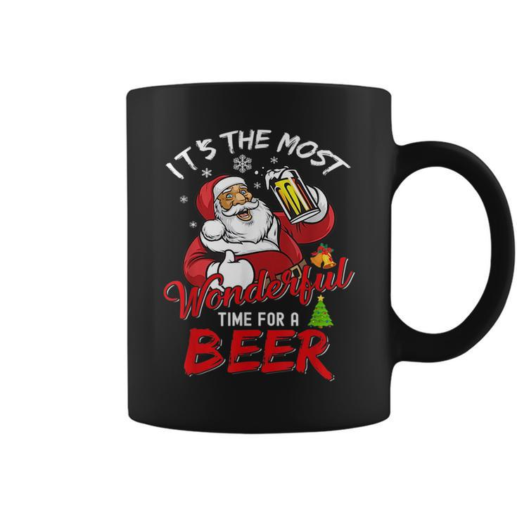 Funny Christmas Santa Claus Drinking Beer Wonderful Time  Drinking Funny Designs Funny Gifts Coffee Mug