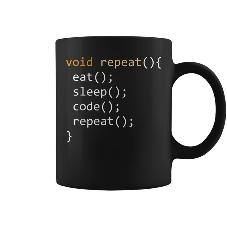 Coding Java Recursive Eat Code Sleep Repeat Coffee Mug
