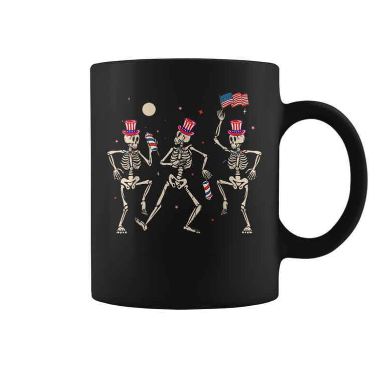 Funny Dancing Skeletons American Flag 4Th Of July  Dancing Funny Gifts Coffee Mug