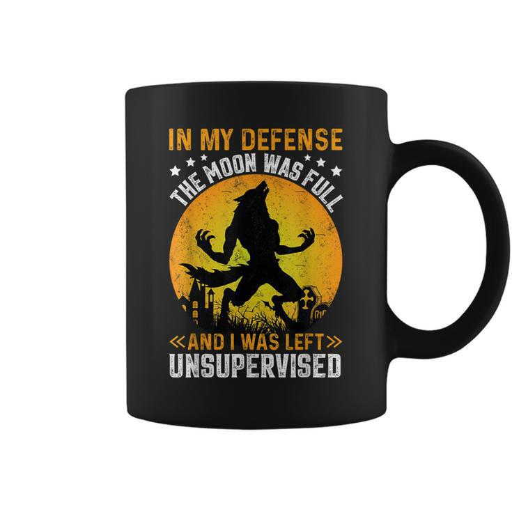 In My Defense Werewolf Halloween Moon Men Coffee Mug