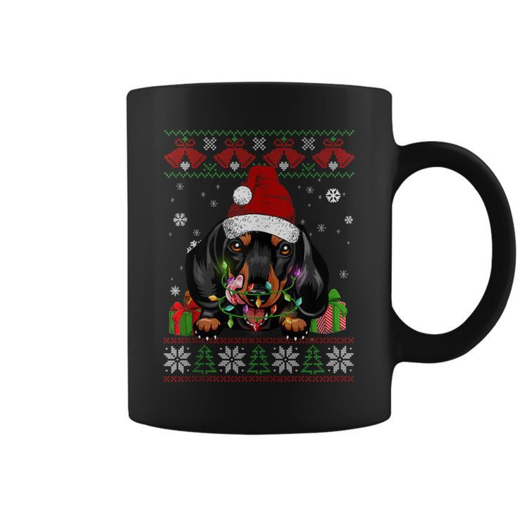 Dog Lovers Dachshund Santa Hat Ugly Christmas Sweater Coffee Mug