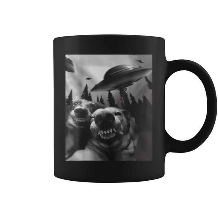 Funny Dogs Selfie With Ufos  Coffee Mug
