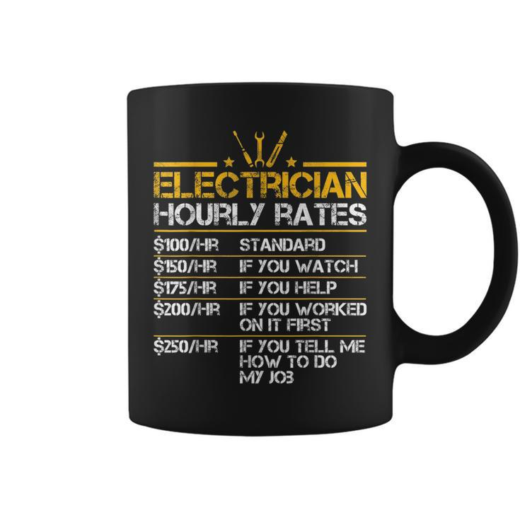 Funny Electrician Hourly Rates Lineman Men Electrician Dad  Coffee Mug