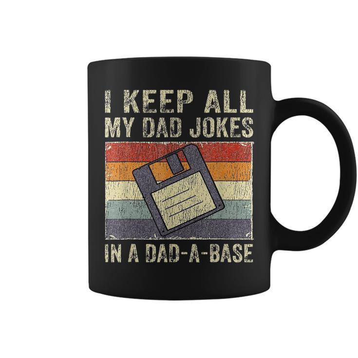 Funny Fathers Day Daddy Jokes In Dad-A-Base Vintage Retro  Coffee Mug