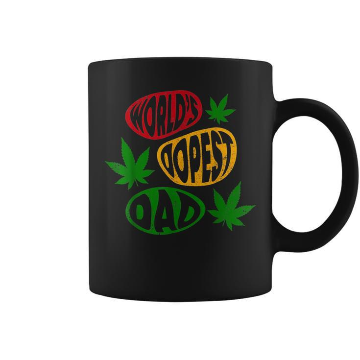 Funny Fathers Day Worlds Dopest Dad Cannabis Marijuana Weed Coffee Mug