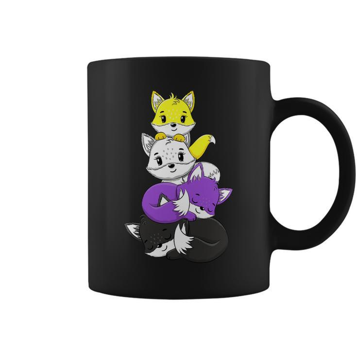 Funny Foxes Nonbinary Flag Agender Genderqueer Pride Day Coffee Mug