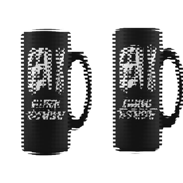 Funny Gen X Allergic To Stupidity Generation X Humor Design  Coffee Mug