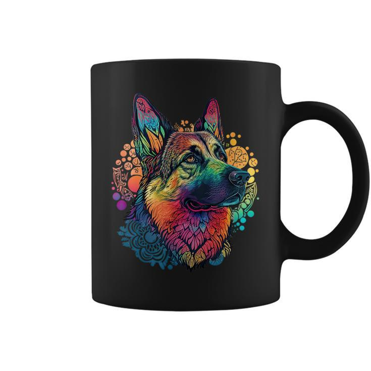 Funny German Shepherd Dog Hippie Mandala  Coffee Mug
