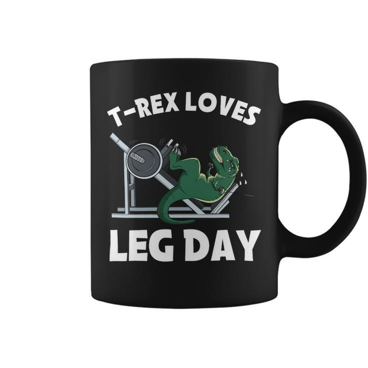 Funny Gym Trex Loves Leg Day Dinosaur Men Women Coffee Mug
