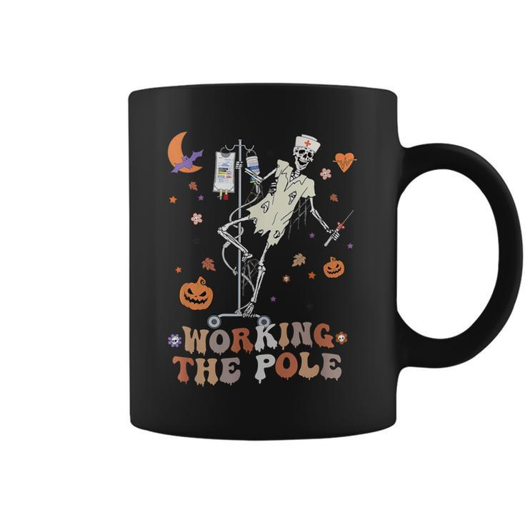 Halloween Icu Er Nurse Working The Pole Skeleton Dance Coffee Mug
