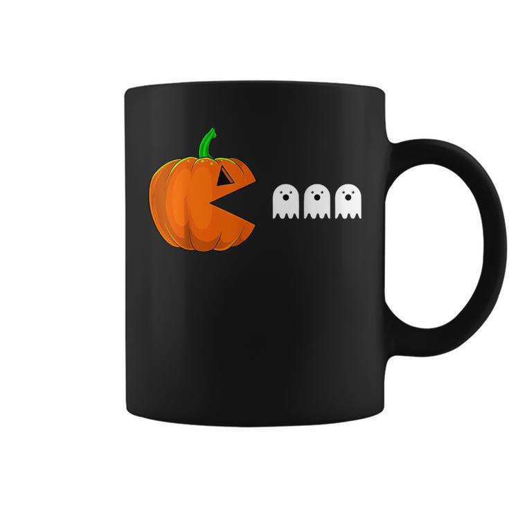 Halloween Pumpkin Eating Ghost Gamer Humor Novelty Coffee Mug
