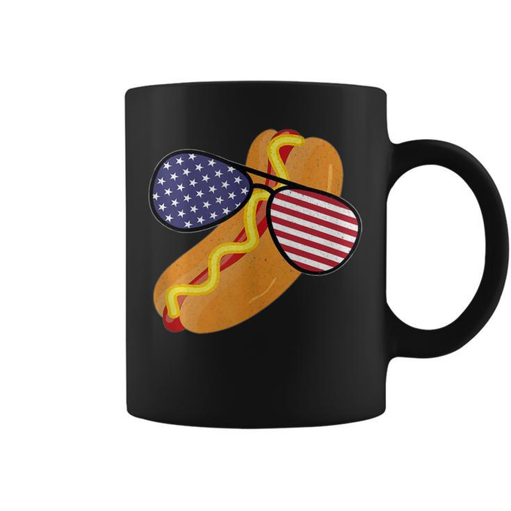 Funny Hot Dog Glasses 4Th Of July Usa Patriotic Hot Dog Flag Coffee Mug