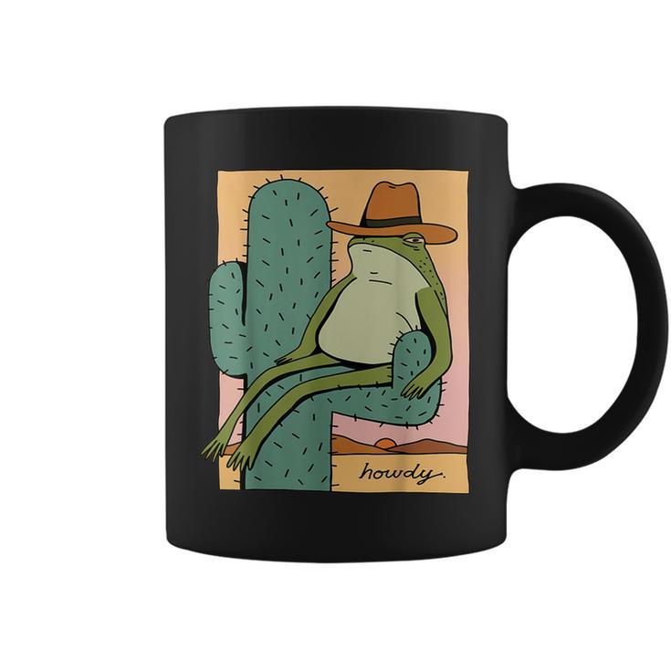 Funny Howdy Cactus Frog Hat  Meme Cute  Coffee Mug