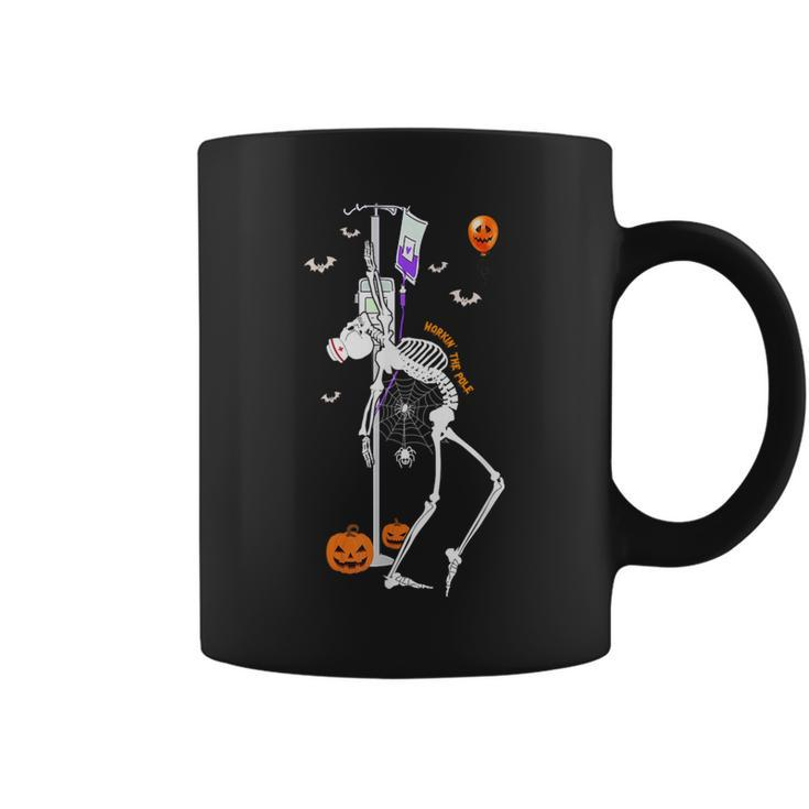 Icu Er Nurse Halloween Working The Pole Skeleton Dance Coffee Mug
