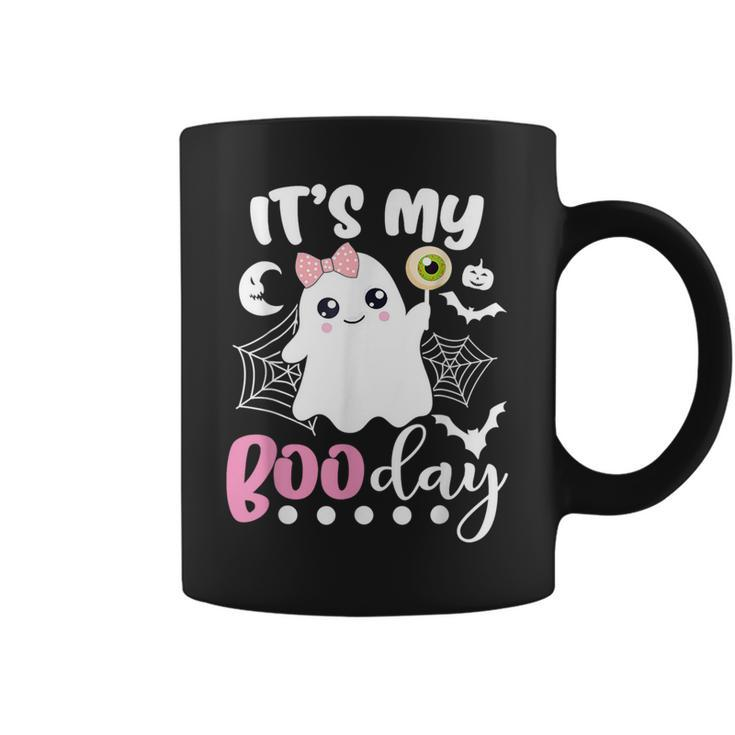 Its My Boo Day Cute Halloween Birthday Ghost Pink Bow Coffee Mug