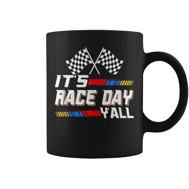 Funny Its Race Day Yall Checkered Flag Racing Track Racing Funny Gifts Coffee Mug