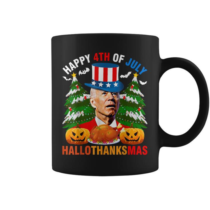 Funny Joe Biden Happy Holidays Confused For 4Th Of July Coffee Mug