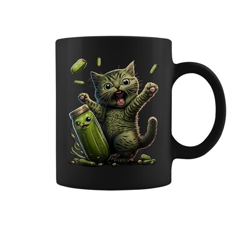 Funny Kittens Vs Gherkin Pickle Cat Mom Lady  Gifts For Mom Funny Gifts Coffee Mug