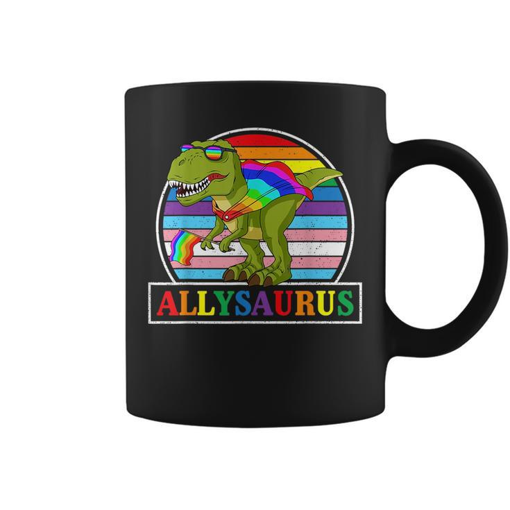 Funny Lgbt Dinosaur T Rex Gay Pride Dino Allysaurus Rainbow  Coffee Mug