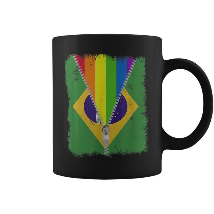 Funny Lgbt Gay Pride Rainbow Brazil Flag Brazilian  Coffee Mug
