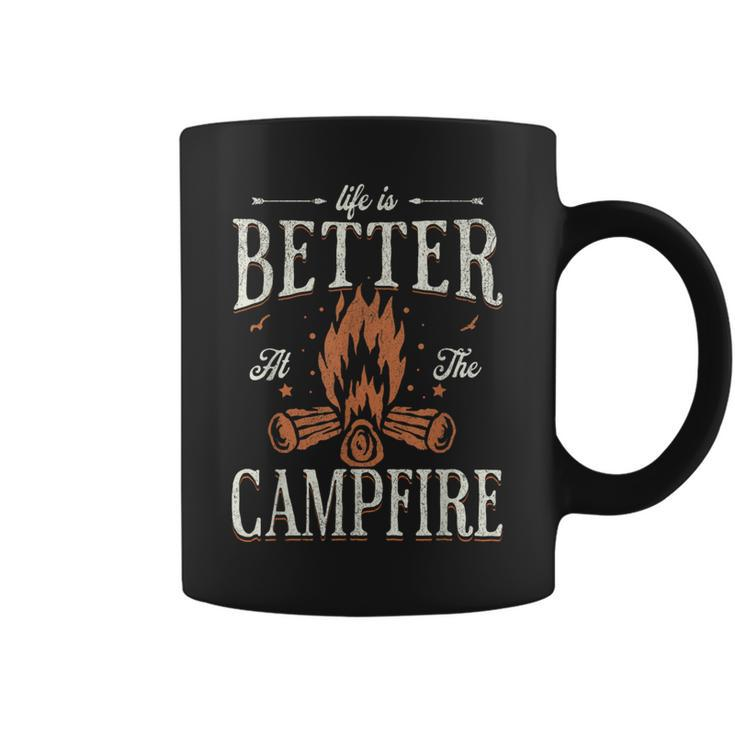 Funny Life Is Better At The Campfire Vintage Camping Camper Coffee Mug