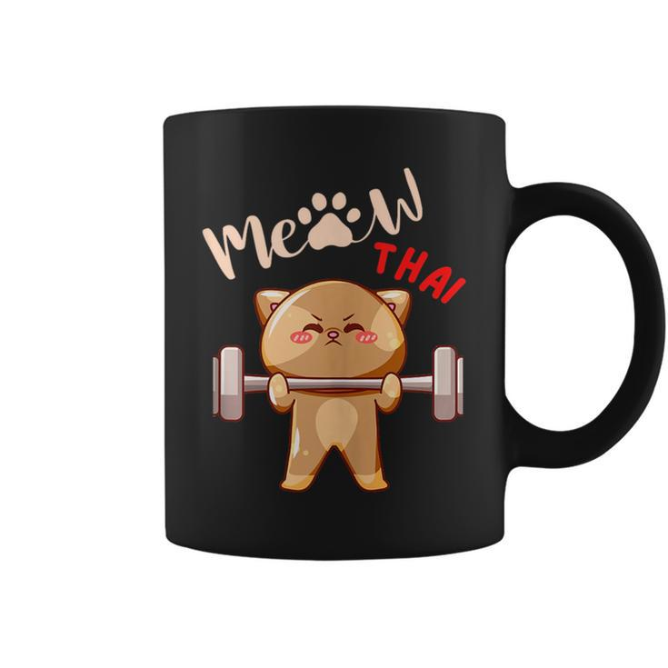 Funny Meow Thai Design For Thai Weightlifting Sport Lovers  Coffee Mug