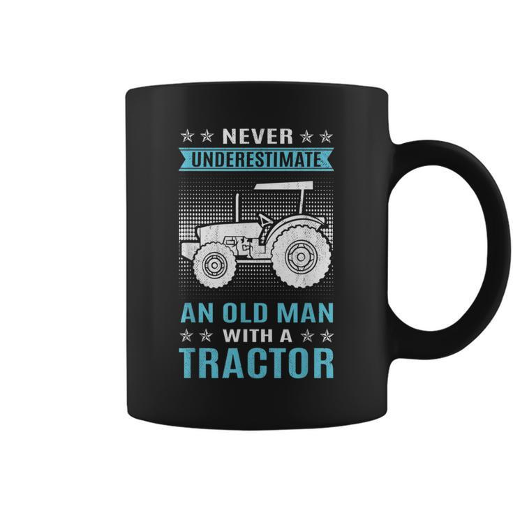Funny Never Underestimate An Old Man  Tractor Tractor Coffee Mug