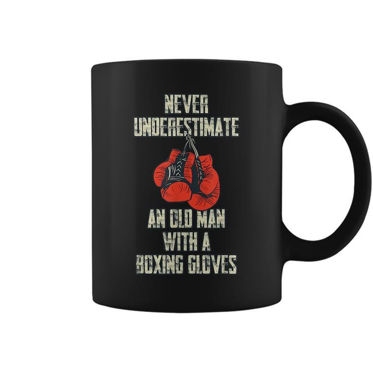 Funny Never Underestimate An Old Man With Boxing Gloves Coffee Mug