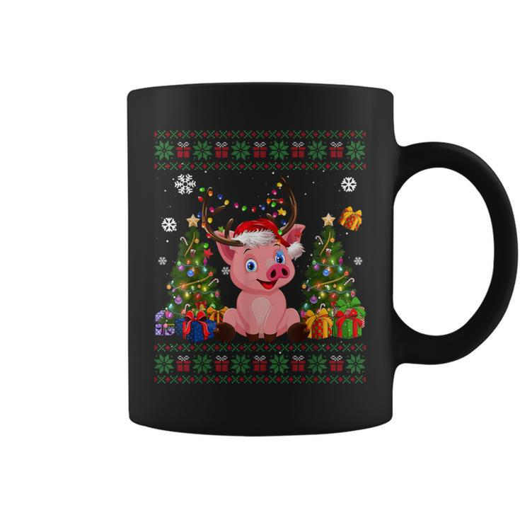 Pig Lovers Cute Pig Santa Hat Ugly Christmas Sweater Coffee Mug