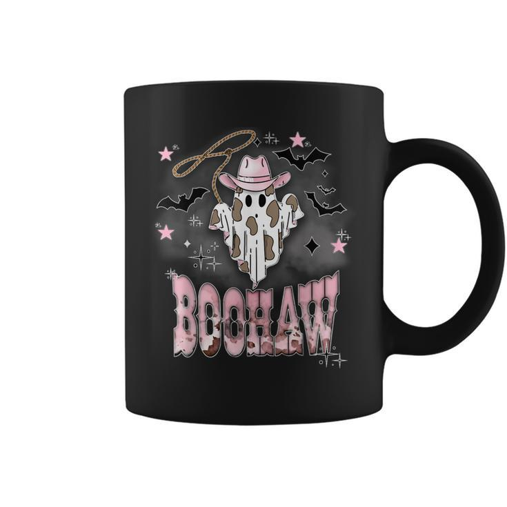 Pink Boohaw Ghost Halloween Cowgirl Western Country Coffee Mug