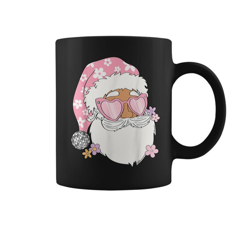Pink Santa Retro Groovy Funky Disco Christmas Floral Coffee Mug