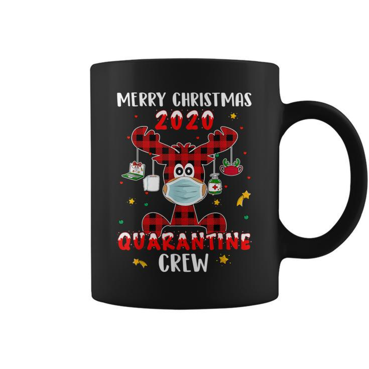 Quarantine Crew Buffalo Plaid Reindeer Christmas Coffee Mug