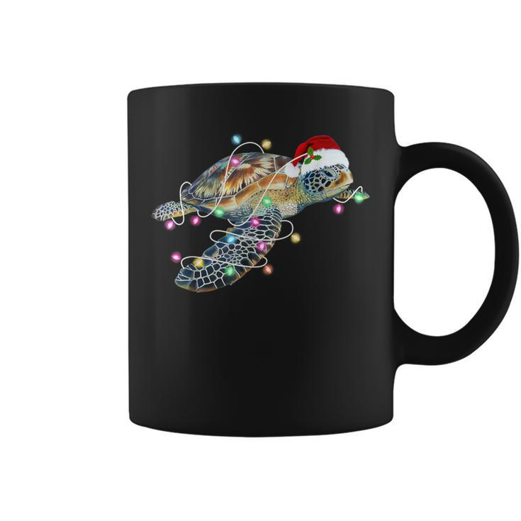 Santa Hat Sea Turtle Christmas Lights Family Matching Coffee Mug