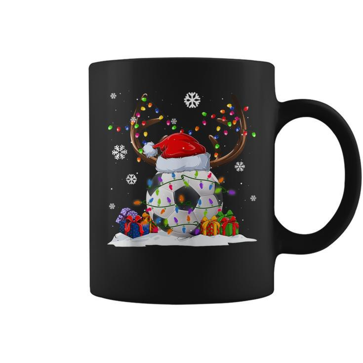 Soccer Lover Reindeer Santa Hat Ugly Christmas Sweater Coffee Mug