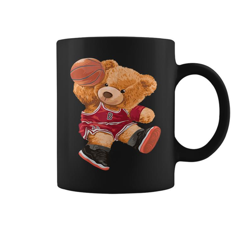 Funny Teddy Bear Basketball Slam Dunk Sport Cute Cartoon Teddy Bear Funny Gifts Coffee Mug