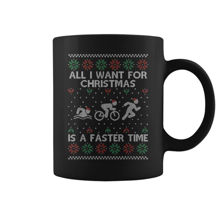 Triathlon Ugly Christmas Sweater For Triathlete Xmas Coffee Mug