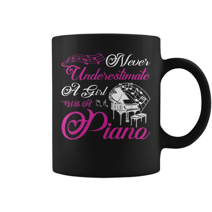 Never Underestimate A Girl With A Piano Coffee Mug