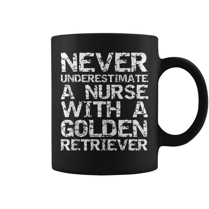 Never Underestimate A Nurse With A Golden Retriever Coffee Mug