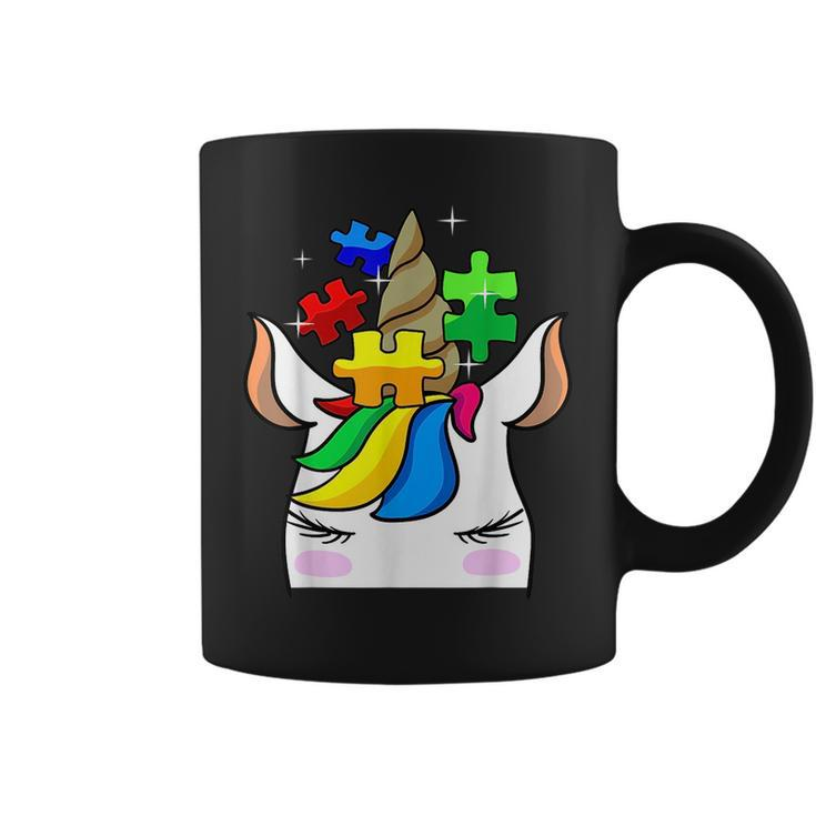 Funny Unicorn Autism Awareness Puzzle Pieces Gift Girls Kids Unicorn Funny Gifts Coffee Mug