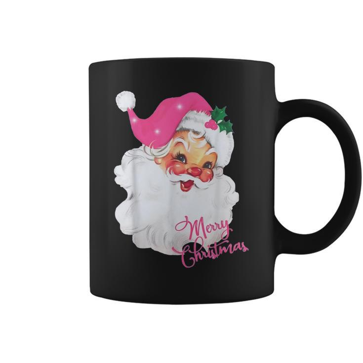 Vintage Pink Santa Claus Pink Christmas Coffee Mug