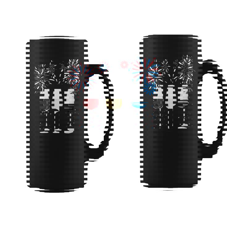 Funny Wine Glass  Red White And Blue Firework   Wine Funny Gifts Coffee Mug