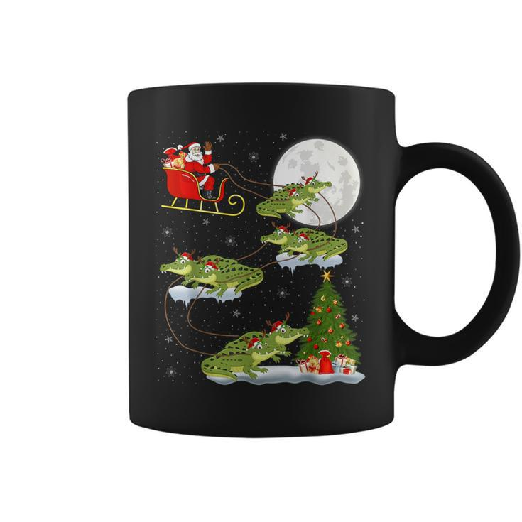 Xmas Lighting Tree Santa Riding Alligator Christmas Coffee Mug